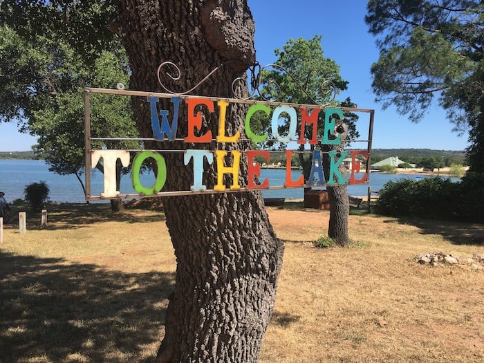 Image of our welcome sign at Willow Point Resort. Best family cabin rentals in Texas are here at our Texas Hill Country Resort.