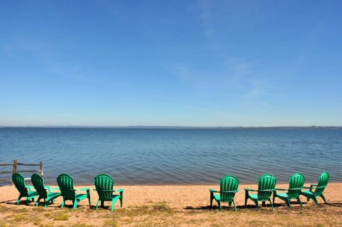Featured image of our sandy beachfront at Willow Point Resort. Texas beach vacations are here at our Texas lake resort
