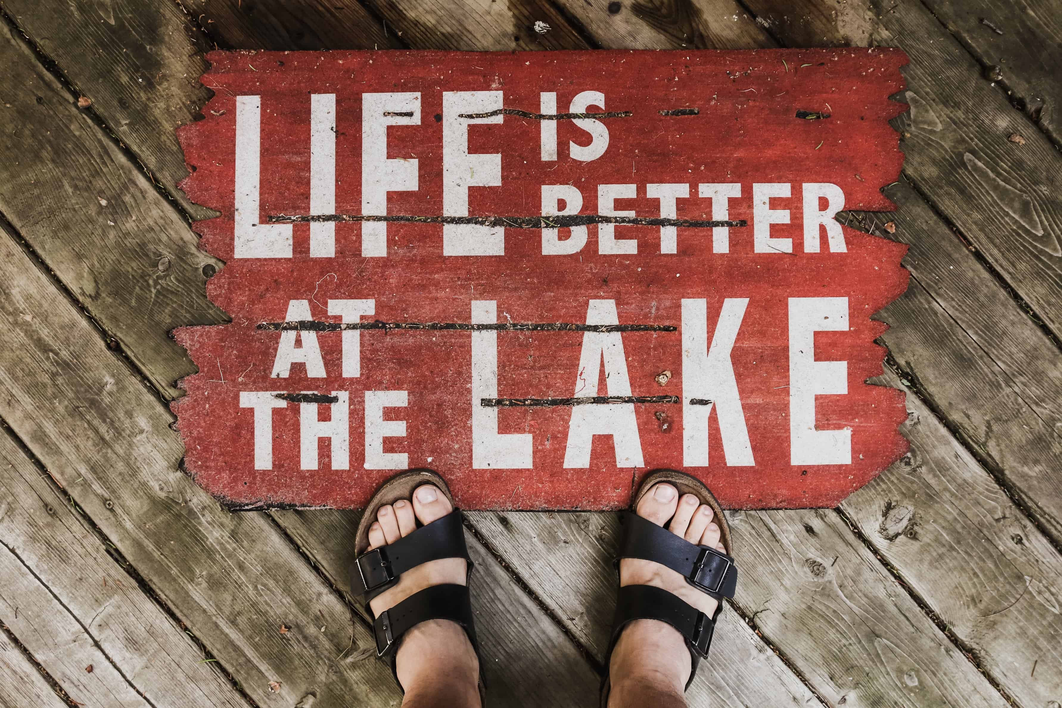 Image of Life is Better at the Lake sign, Willow Point Resort Lake Cabin Rentals in Texas.