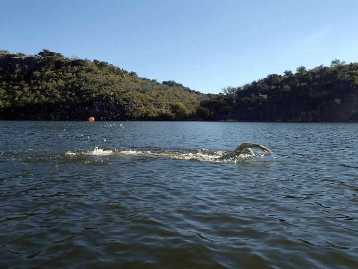 Image of Highland Lakes Challenge Swimmer in Lake Buchanan near our Texas Lake Resort