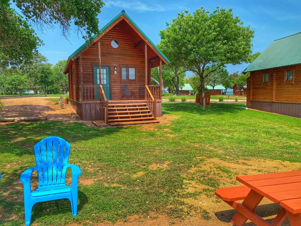 Image of one our lakefront vacation rentals. We offer 11 individual cabins at our Texas lake resort.